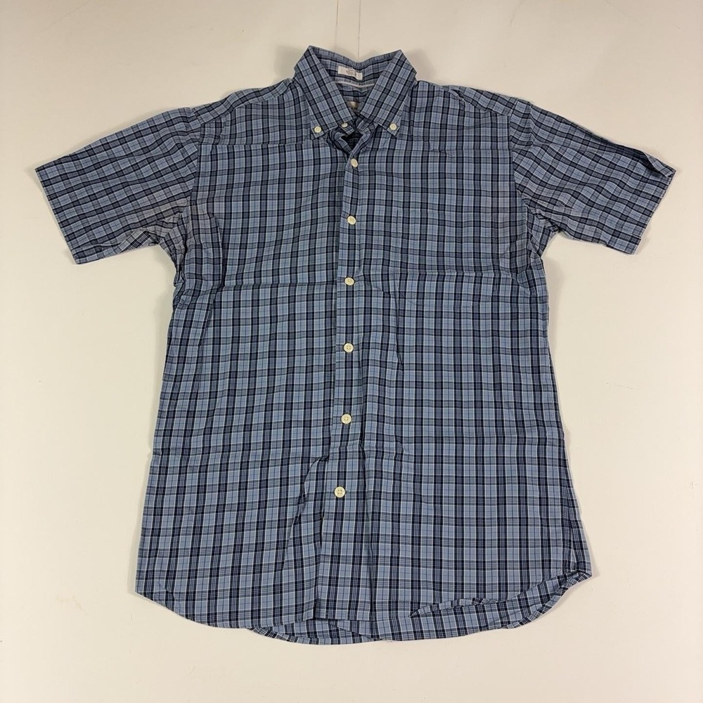 Peter Millar Shirt Mens Small Blue Plaid Short Sleeve Button Up Cotton Golf